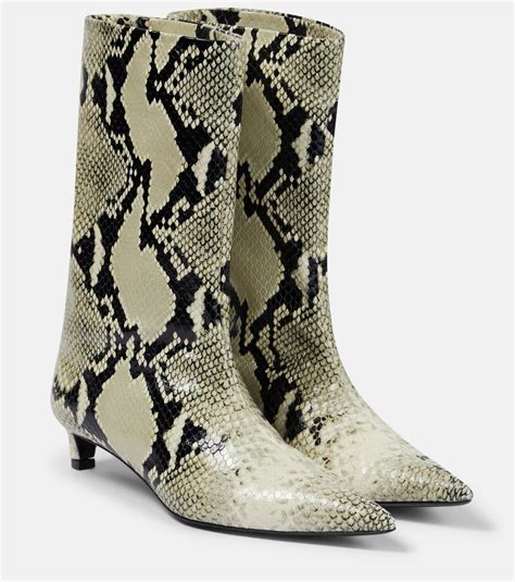 snake print leather boots